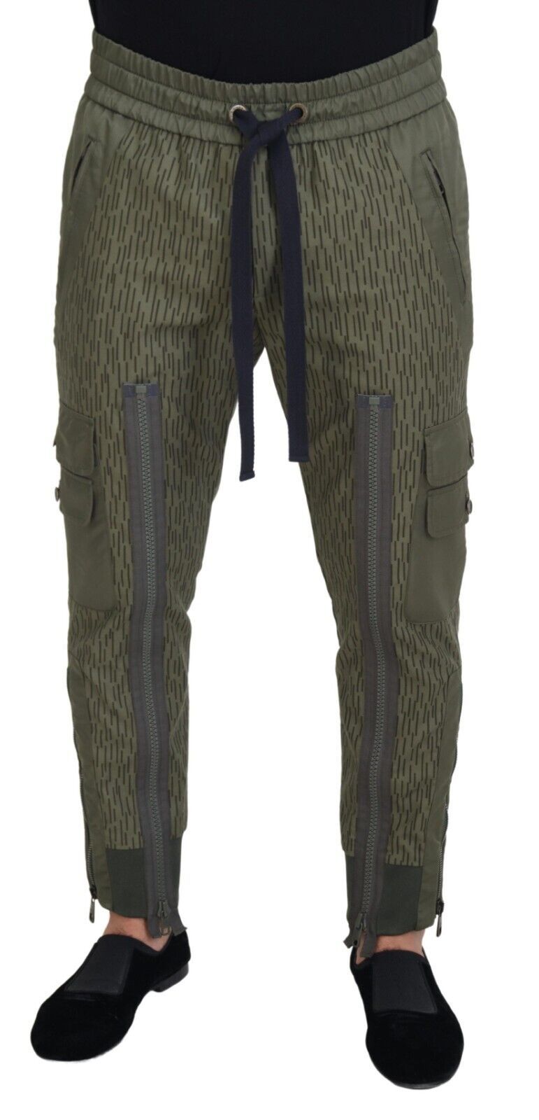 Pantalon cargo Dolce & Gabbana pour homme, à rayures vertes et fermeture éclair aux jambes