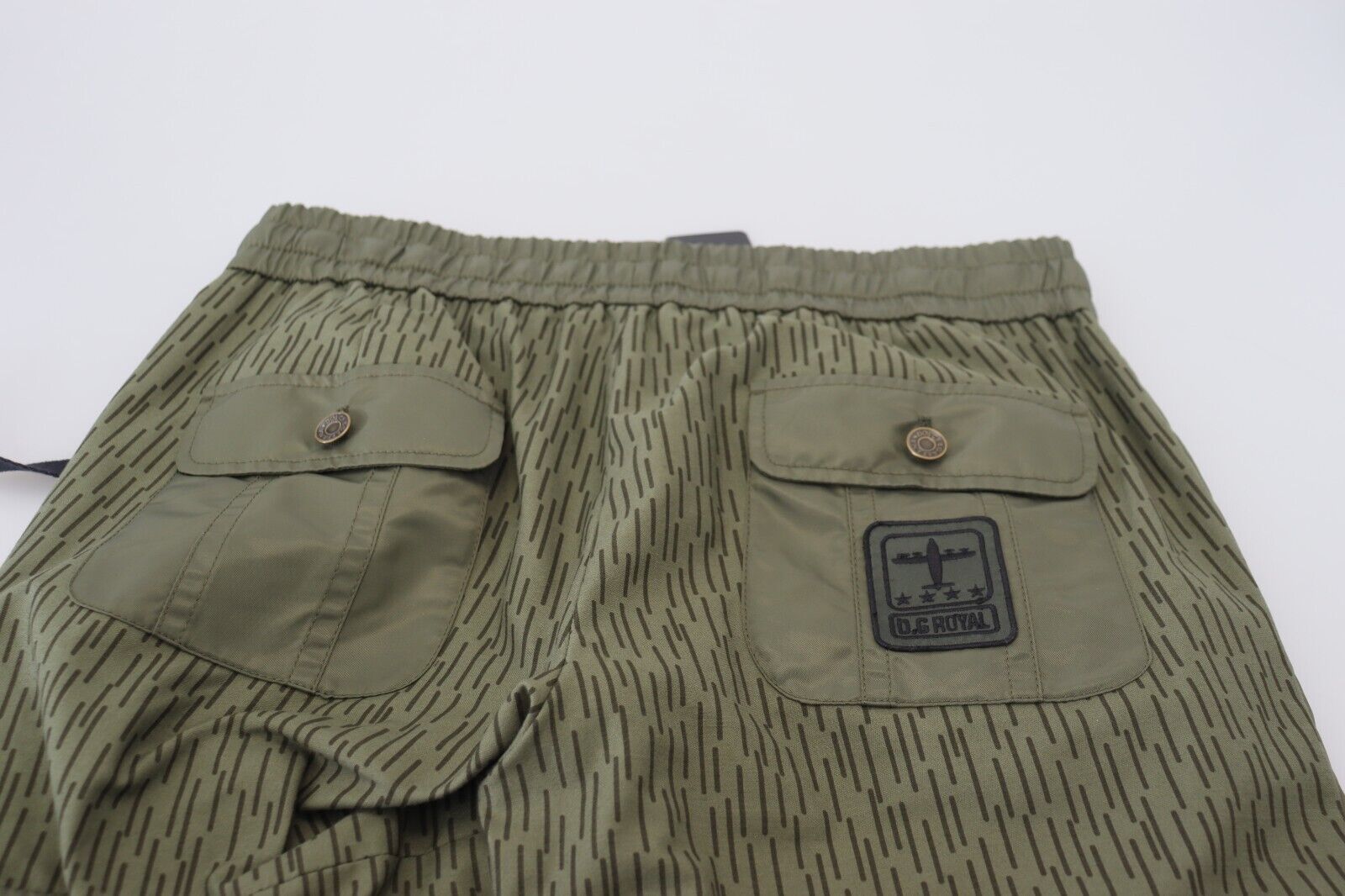 Pantalon cargo Dolce & Gabbana pour homme, à rayures vertes et fermeture éclair aux jambes
