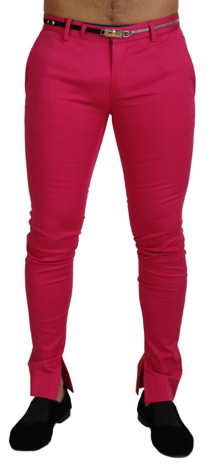 Pantalon Dolce & Gabbana rose avec boucle et fermeture éclair à la taille