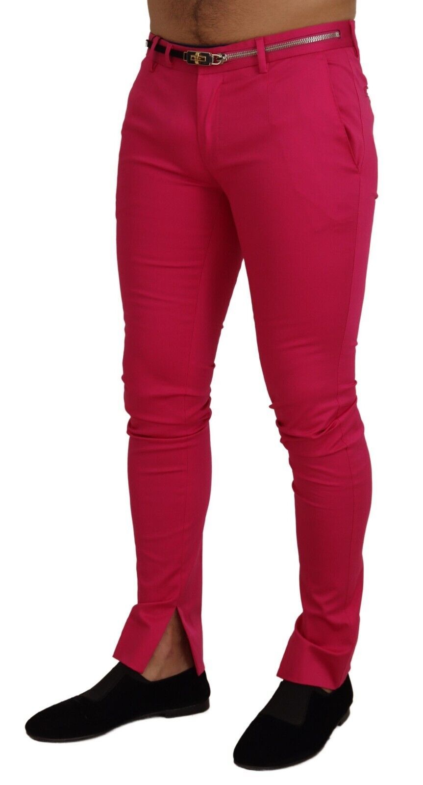 Pantalon Dolce & Gabbana rose avec boucle et fermeture éclair à la taille