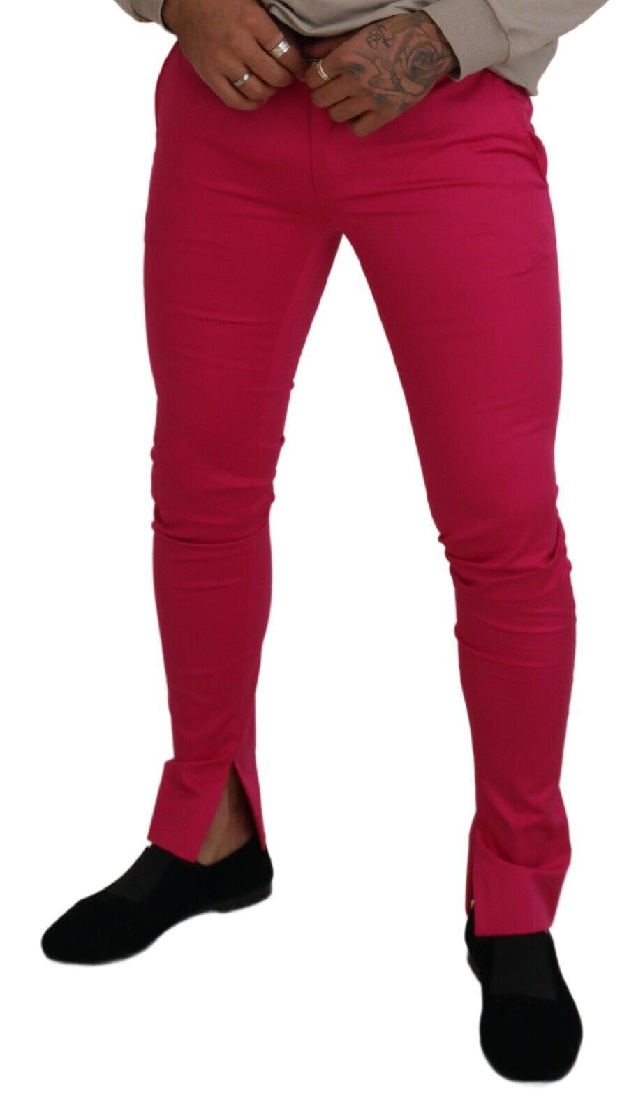 Pantalon Dolce & Gabbana rose avec boucle et fermeture éclair à la taille