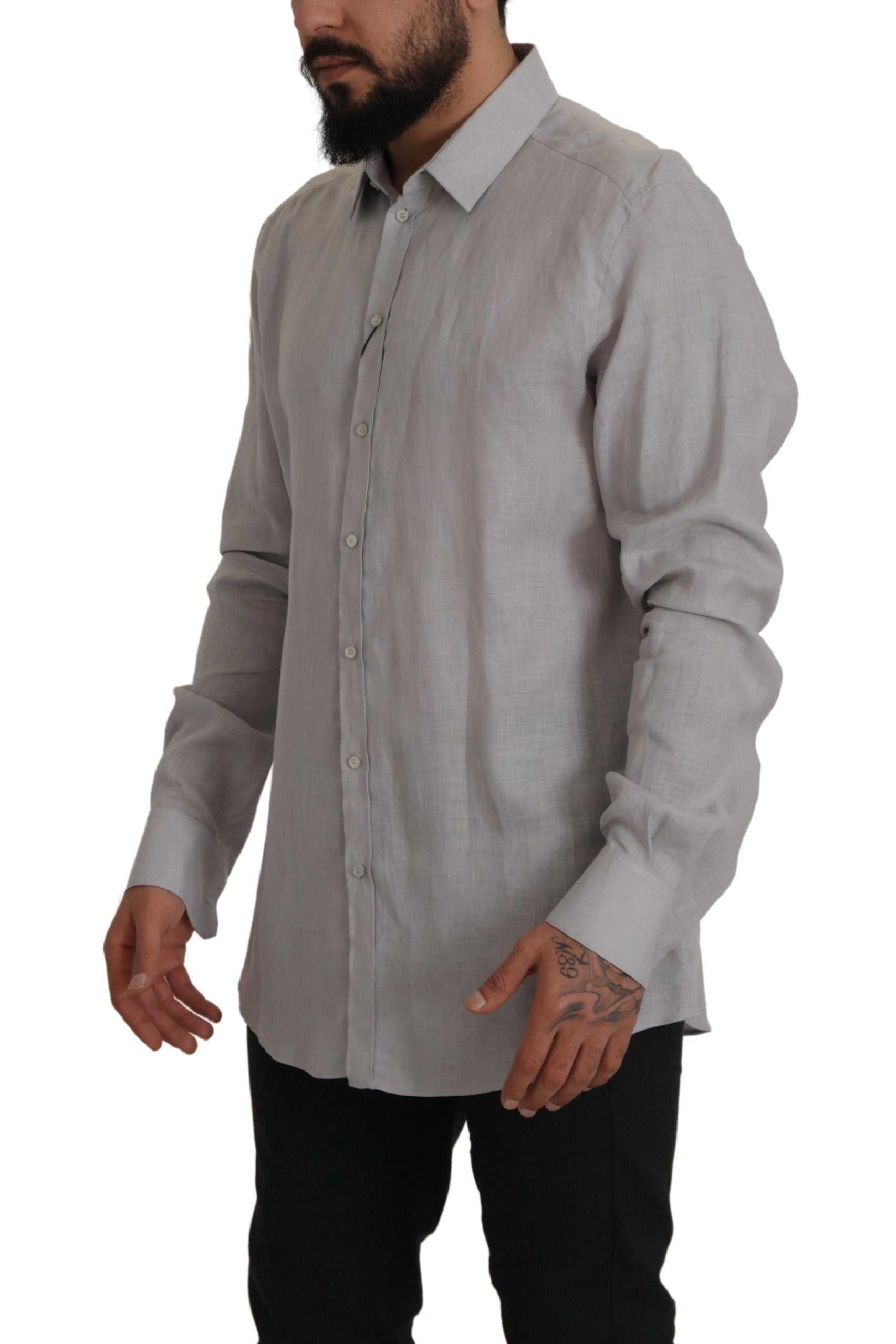 Dolce & Gabbana Grey Dress Shirt for Men side view