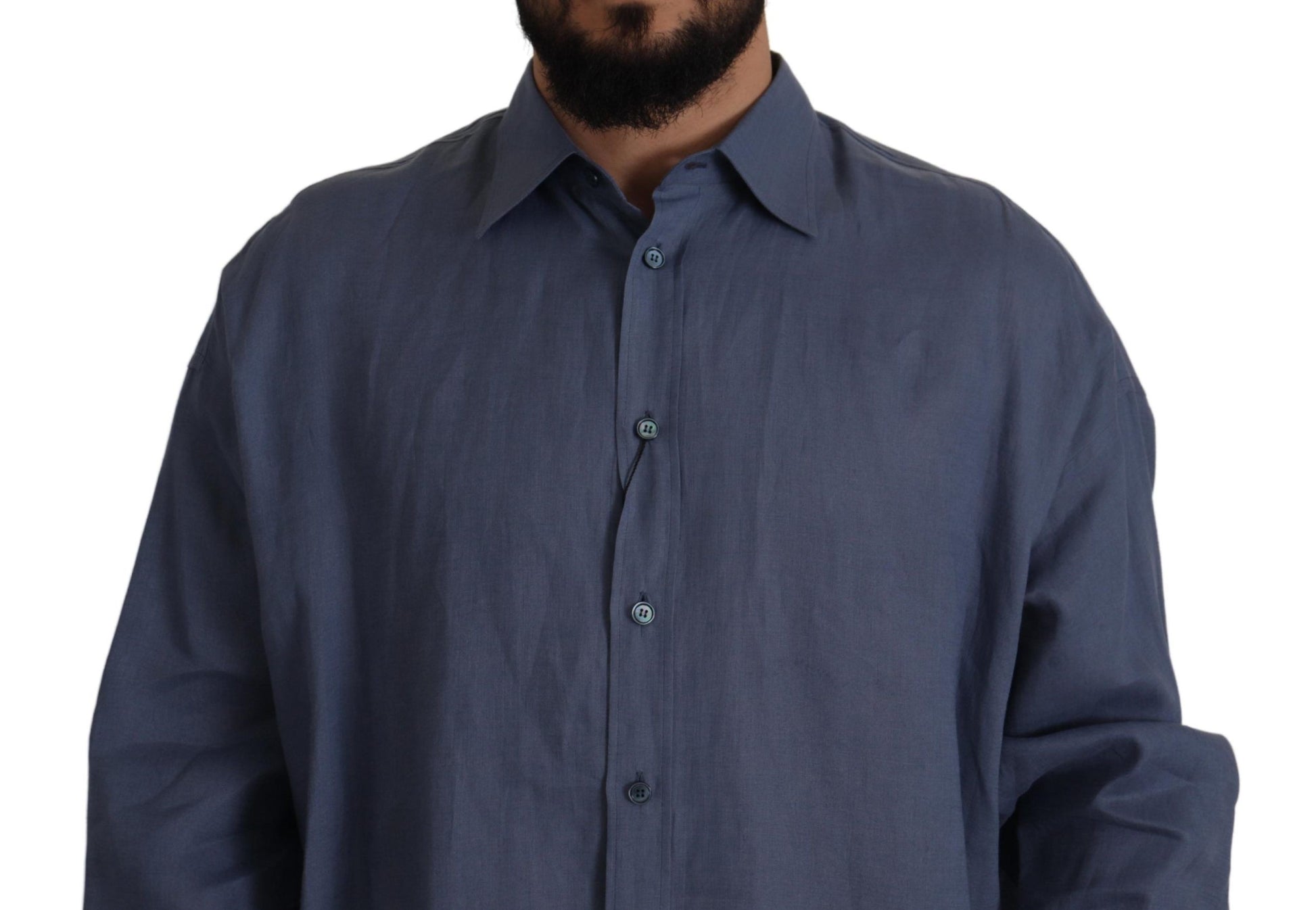 Dolce & Gabbana Blue Dress Shirt for Men side view