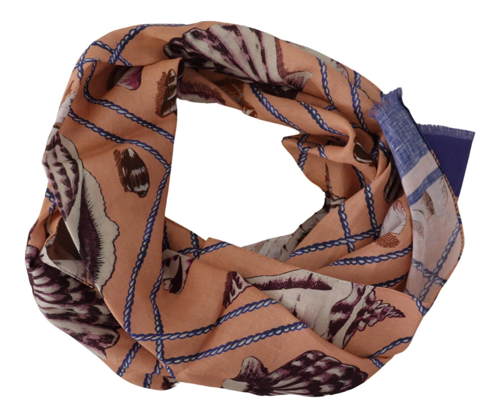 Écharpe châle en lin bleu à motif coquillage pour homme Dolce & Gabbana