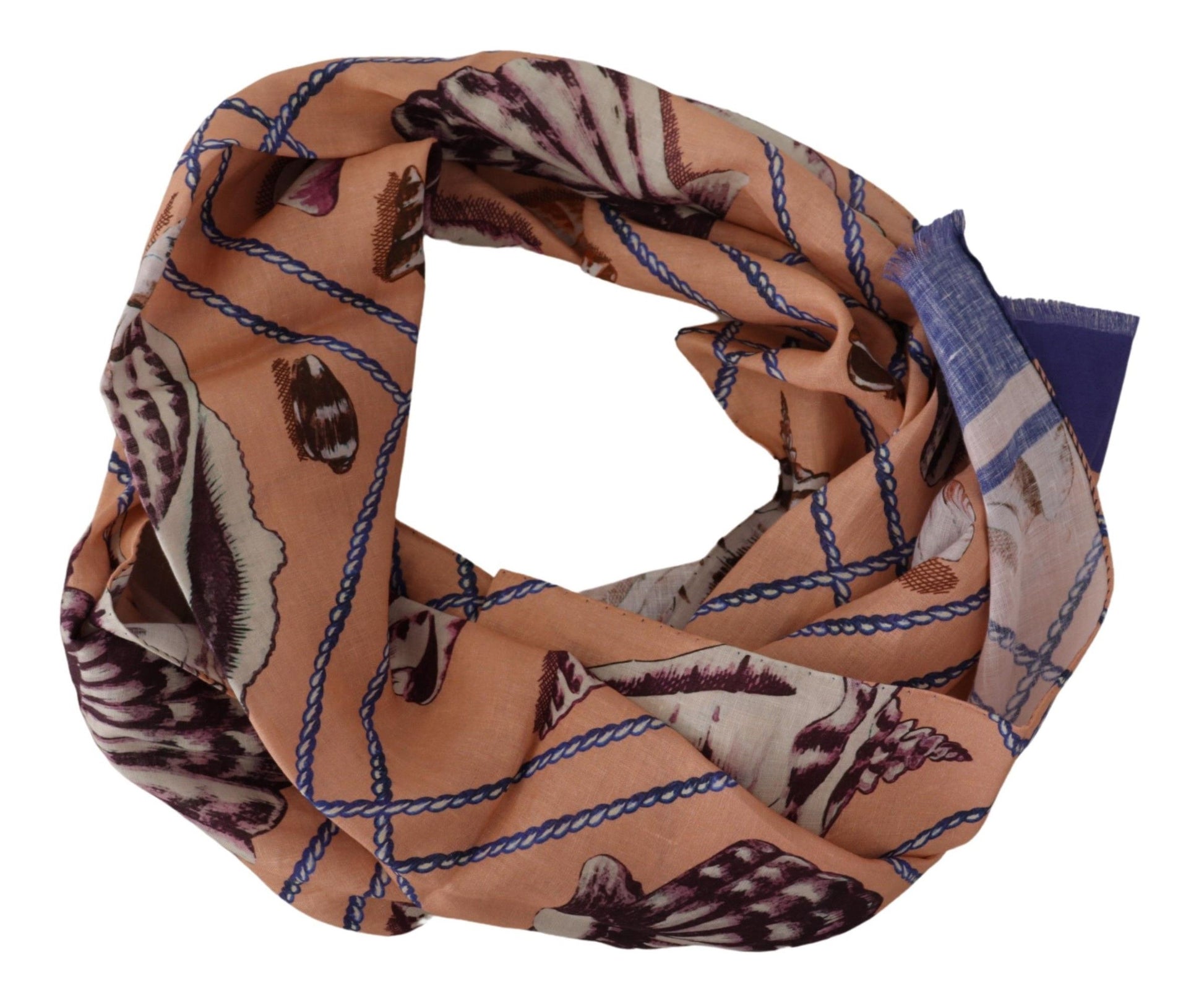 Écharpe châle en lin bleu à motif coquillage pour homme Dolce & Gabbana