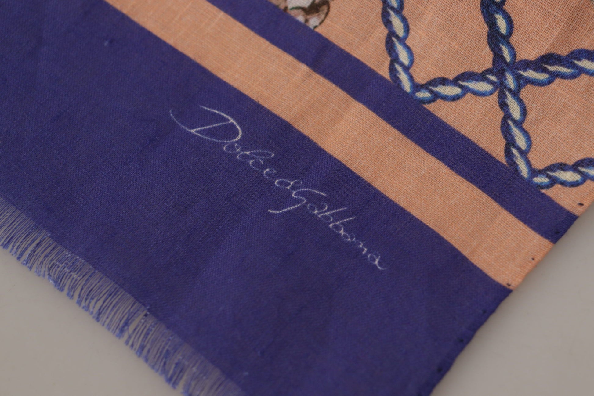 Écharpe châle en lin bleu à motif coquillage pour homme Dolce & Gabbana