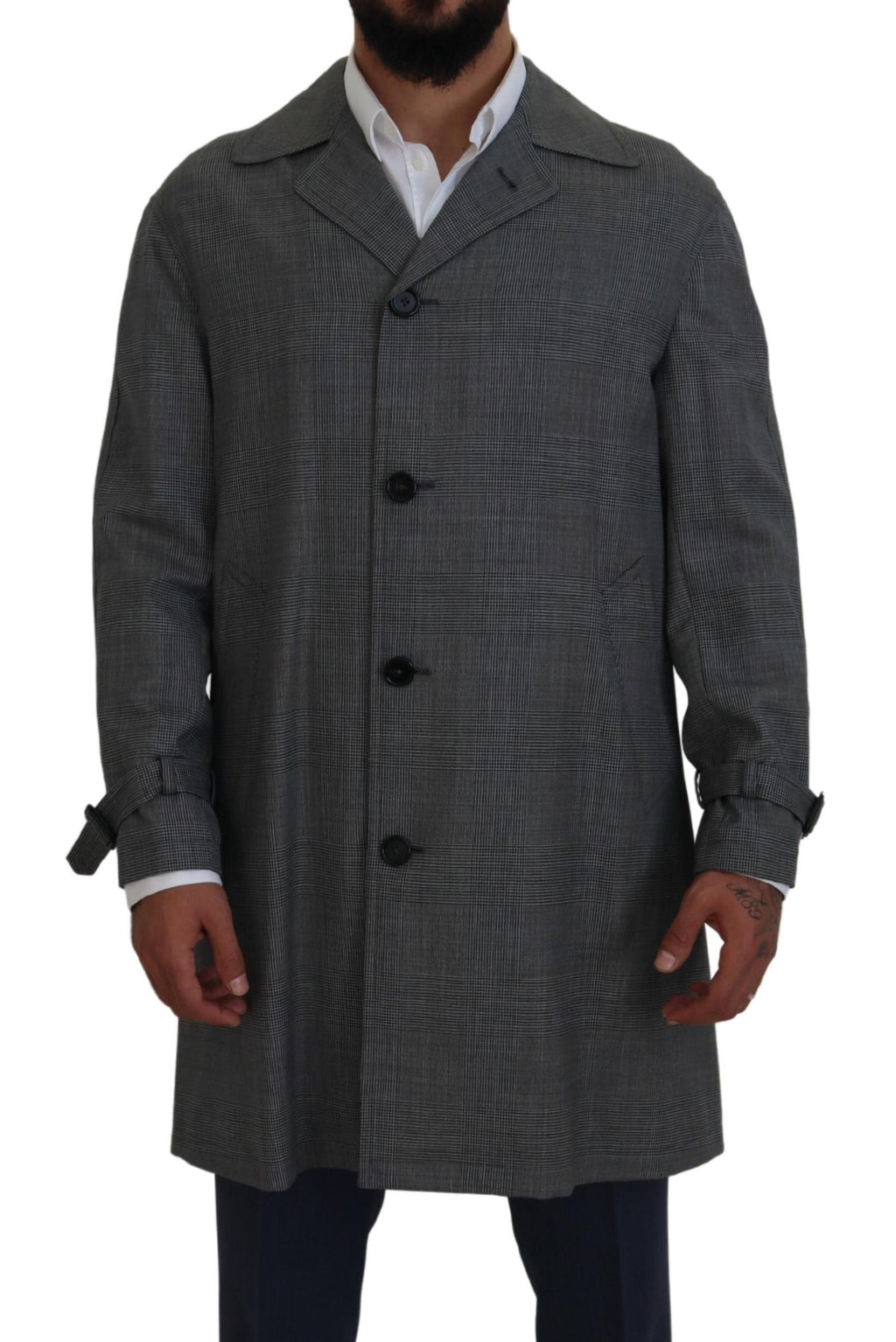 Dolce & Gabbana Grey Trench Coats for Men side view