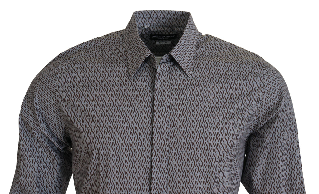 Chemise habillée Dolce & Gabbana gris marron or coupe slim