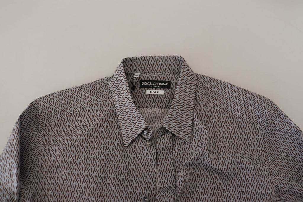 Chemise habillée Dolce & Gabbana gris marron or coupe slim