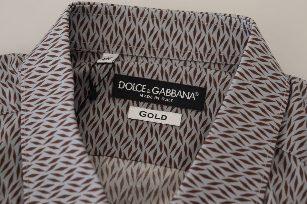 Chemise habillée Dolce & Gabbana gris marron or coupe slim