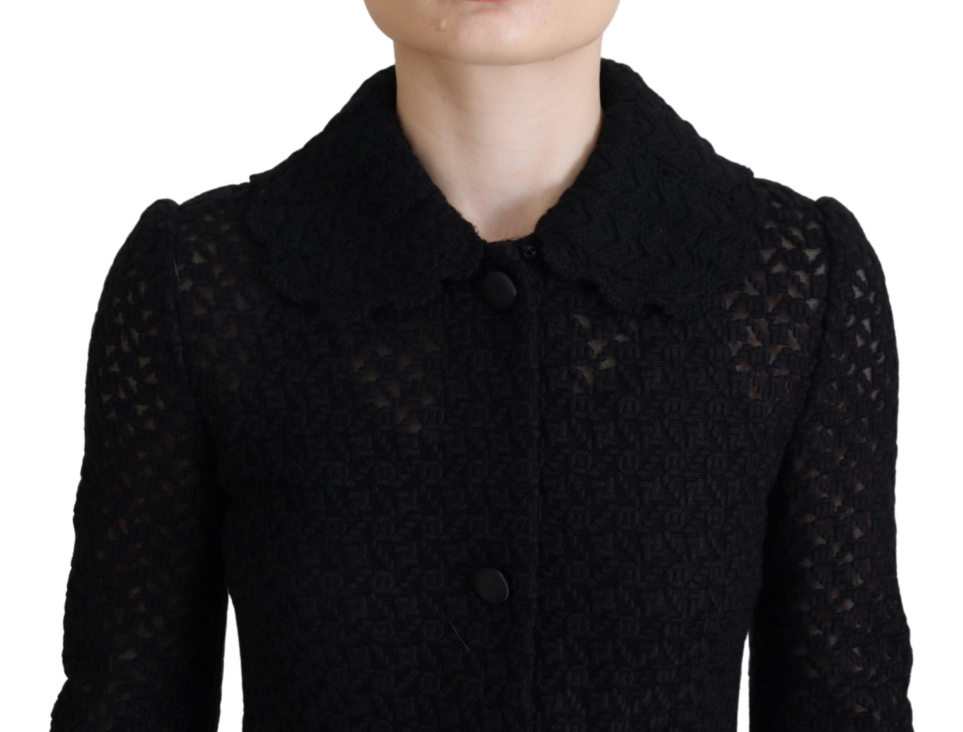 Dolce & Gabbana Black Full Length Jacket for Women side view