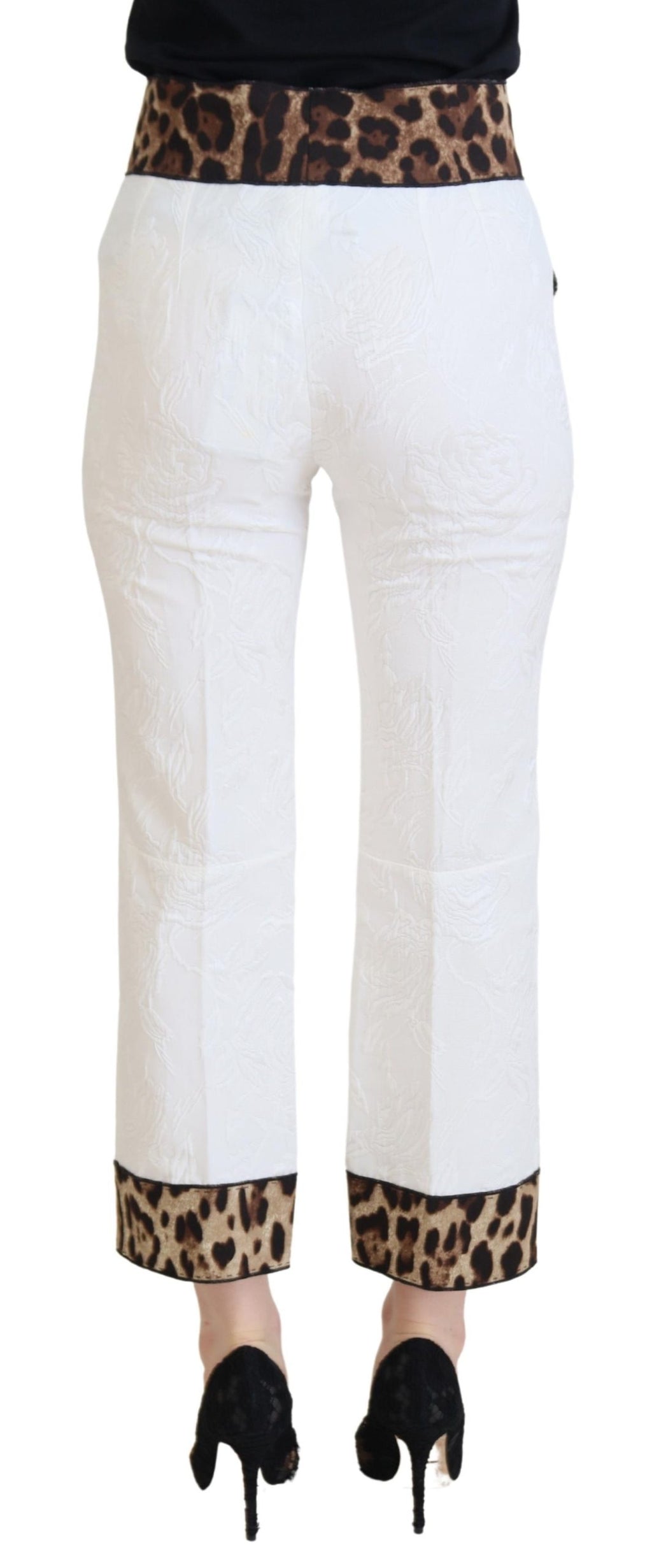 Pantalon taille haute blanc à imprimé léopard Dolce & Gabbana