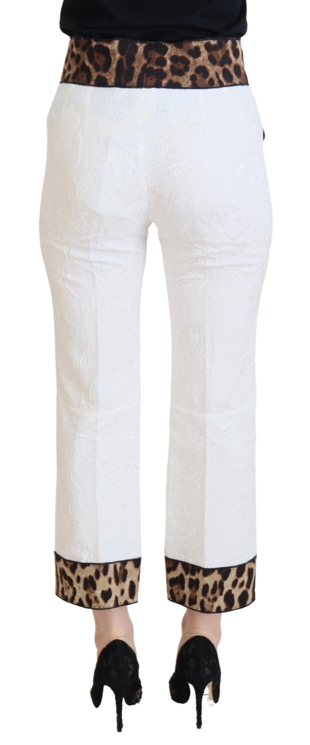 Pantalon taille haute blanc à imprimé léopard Dolce & Gabbana