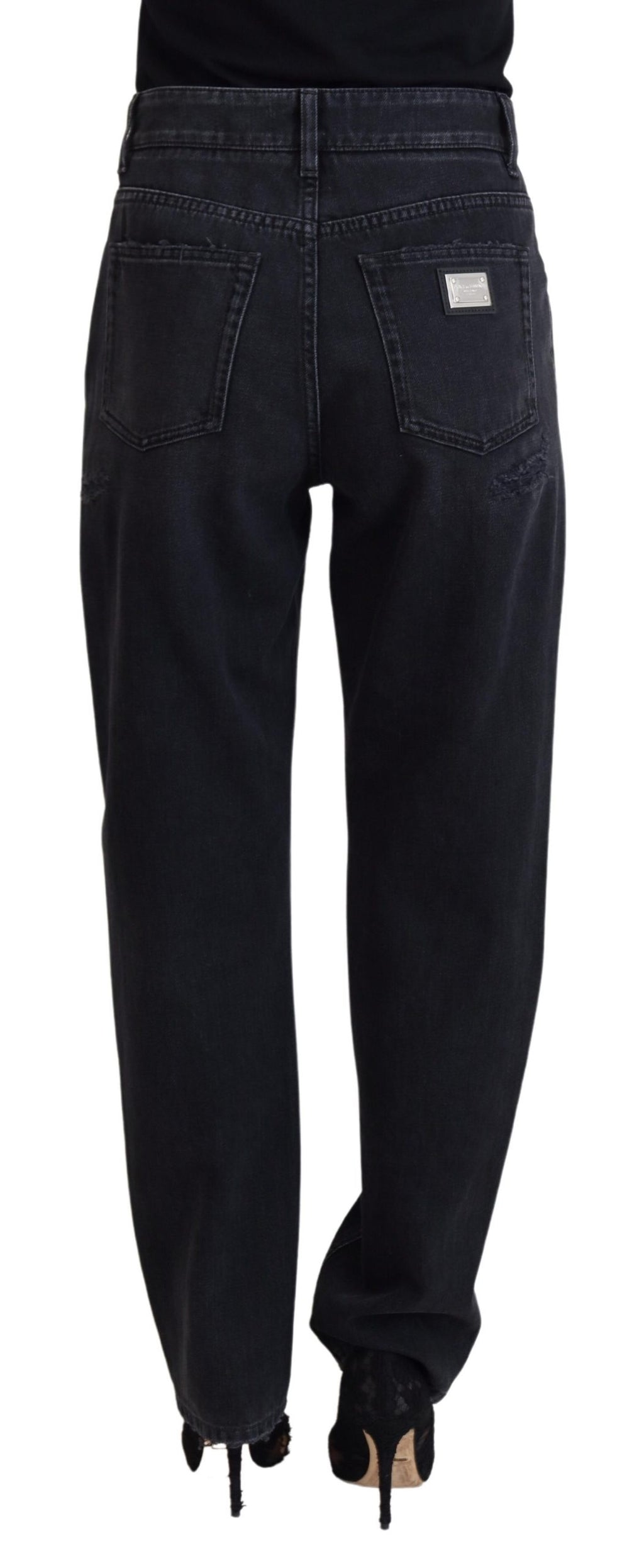 Dolce & Gabbana Black Straight Leg Jeans for Women detail view