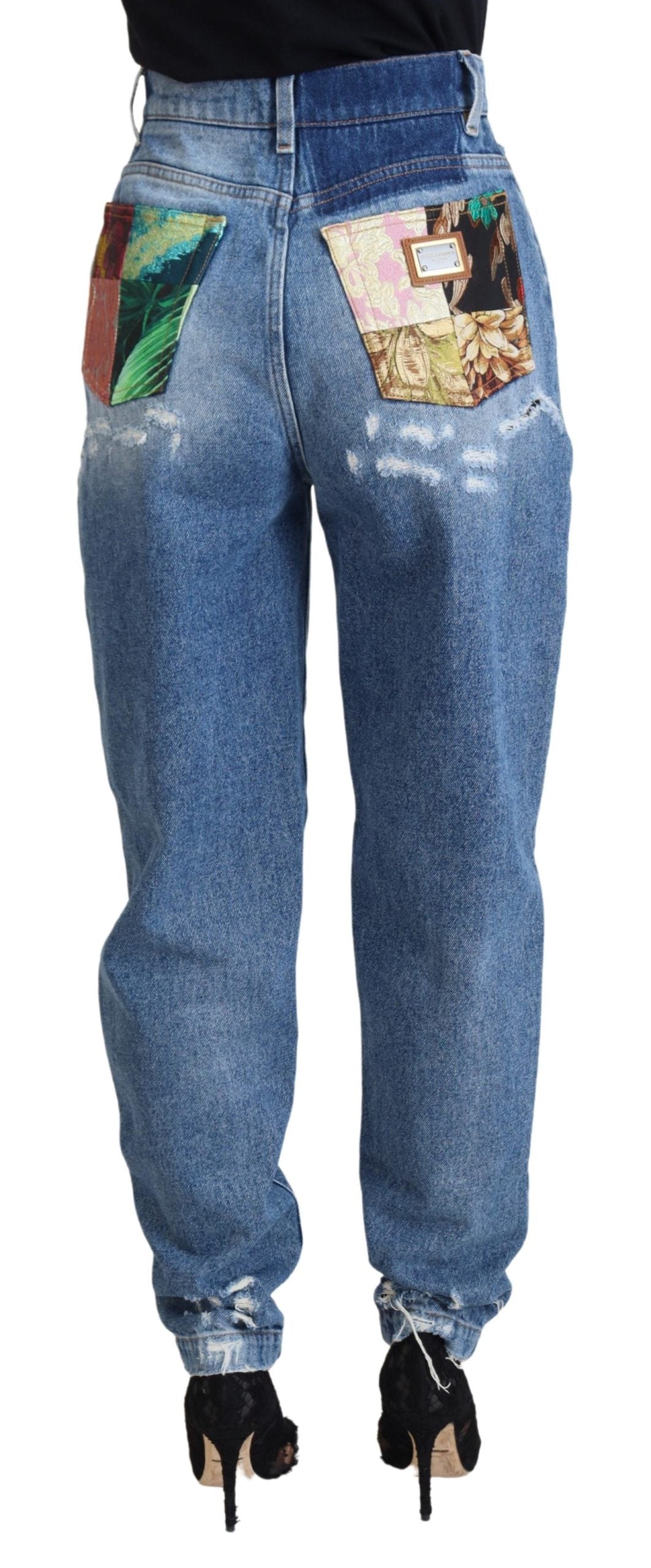 Jean en denim délavé et déchiré en coton bleu Dolce & Gabbana
