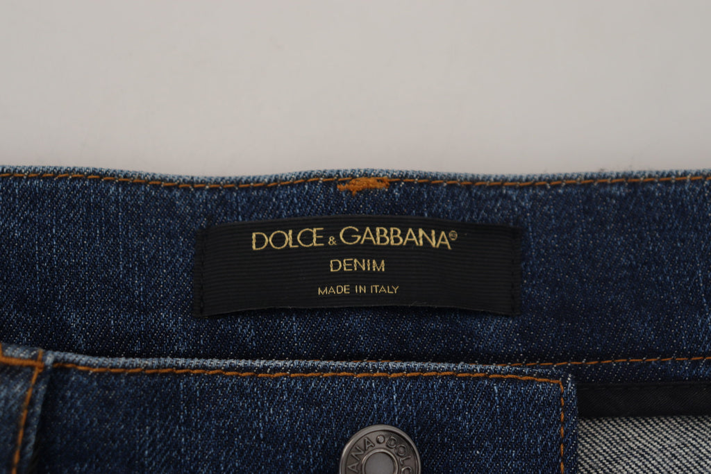 Dolce & Gabbana Jean Slim En Dentelle Florale Noire