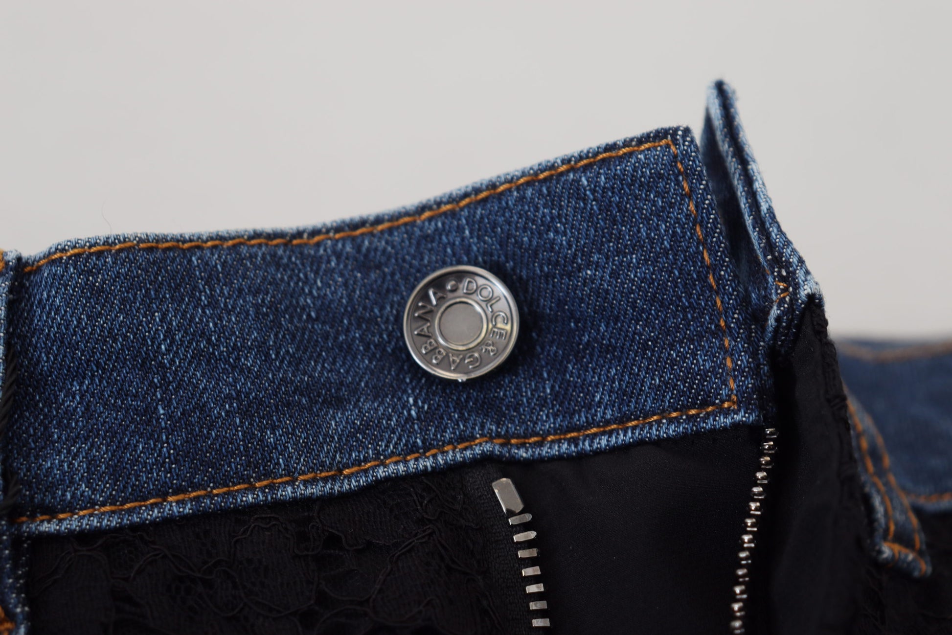 Dolce & Gabbana Jean Slim En Dentelle Florale Noire