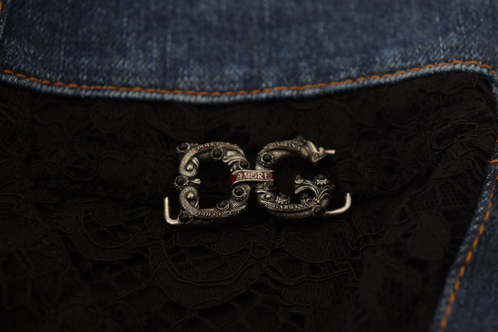 Dolce & Gabbana Jean Slim En Dentelle Florale Noire