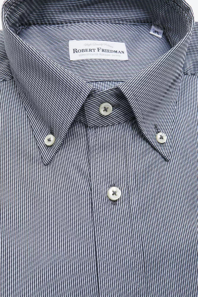 Robert Friedman Herrenhemd aus blauer Baumwolle