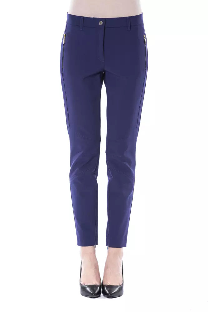 Pantalon slim pour femme en polyester bleu BYBLOS