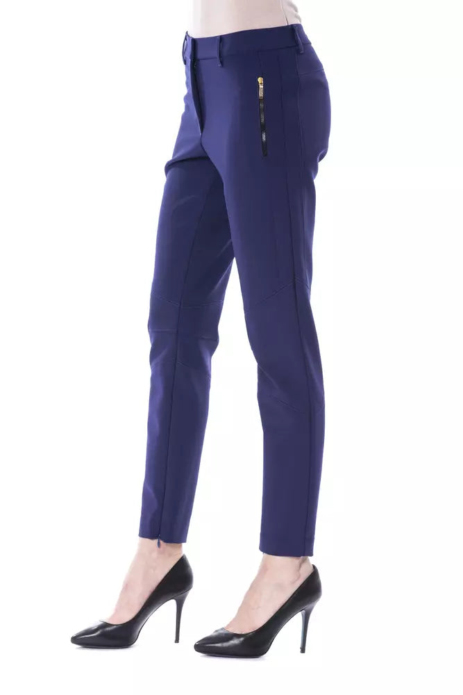 Pantalon slim pour femme en polyester bleu BYBLOS