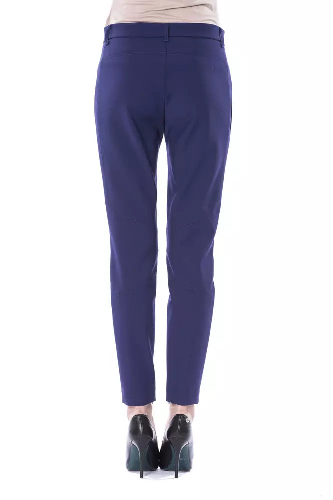 Pantalon slim pour femme en polyester bleu BYBLOS