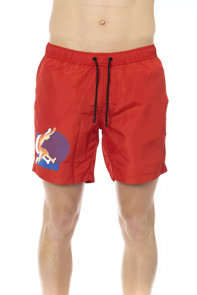 Bikkembergs Short de bain rouge en polyester pour homme