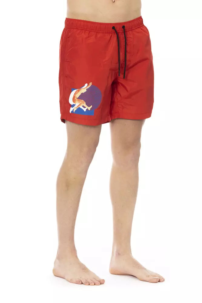 Bikkembergs Short de bain rouge en polyester pour homme