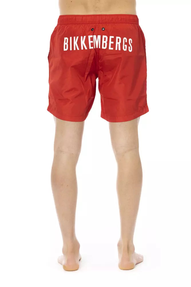 Bikkembergs Short de bain rouge en polyester pour homme