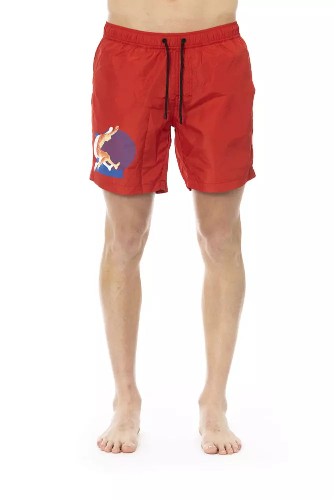 Bikkembergs Short de bain rouge en polyester pour homme