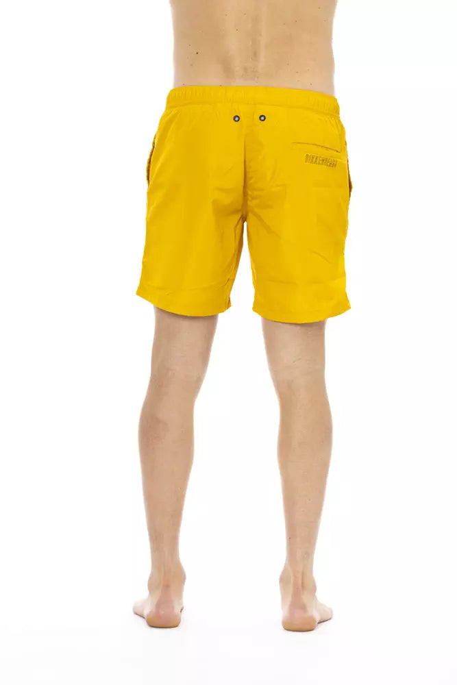 Short de bain homme Bikkembergs en polyester jaune