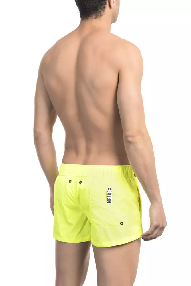 Short de bain Bikkembergs en polyamide jaune pour homme