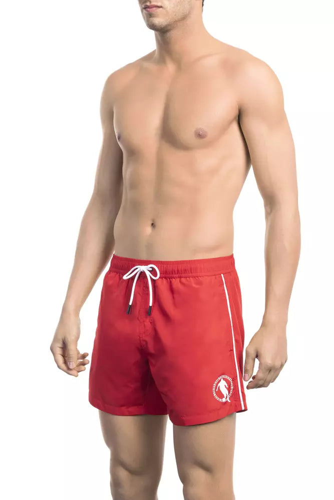 Bikkembergs Short de bain rouge en polyester pour homme