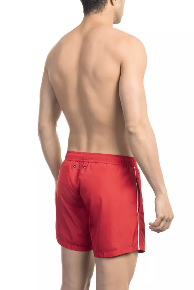 Bikkembergs Short de bain rouge en polyester pour homme