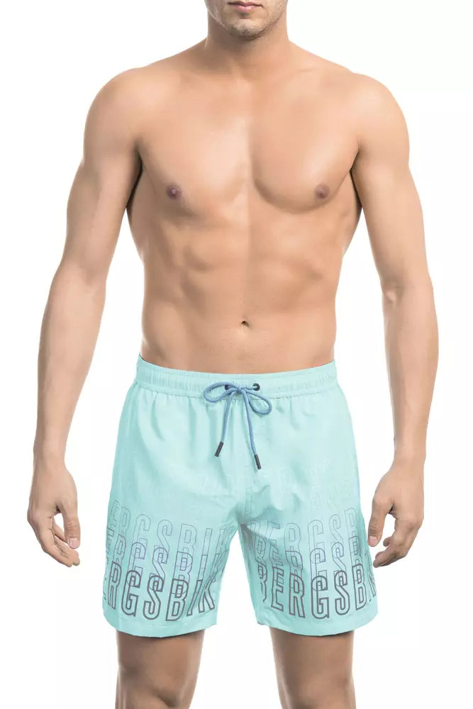 Short de bain Bikkembergs en polyester bleu clair pour homme
