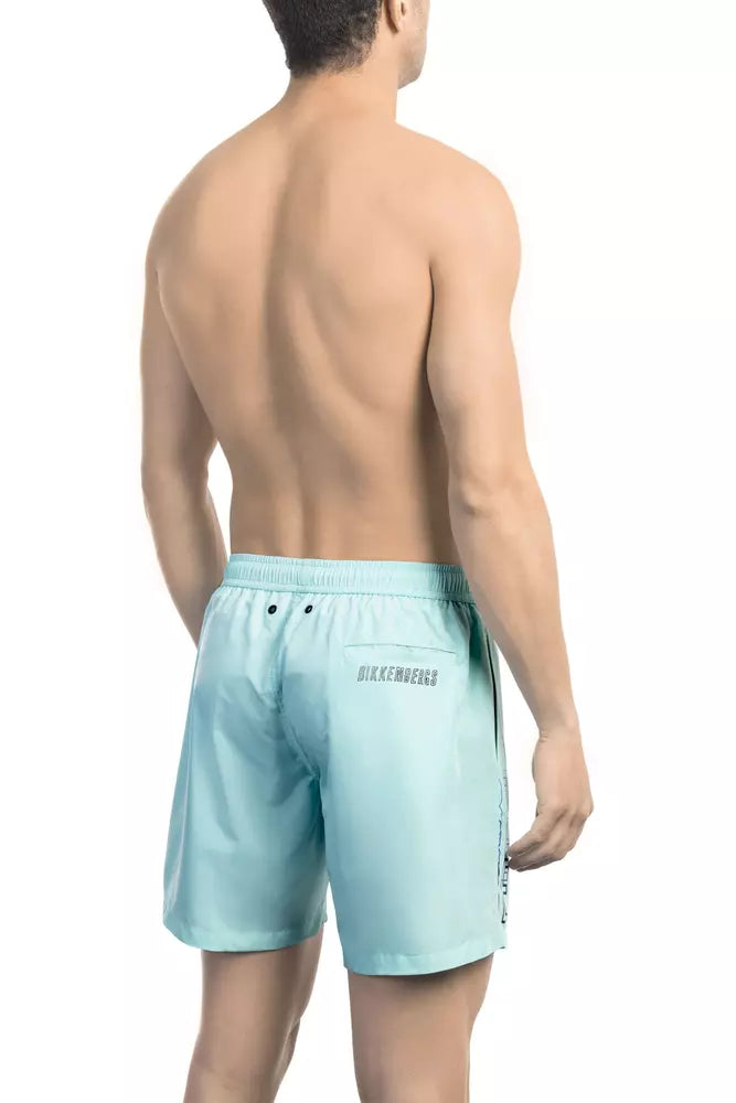 Short de bain Bikkembergs en polyester bleu clair pour homme