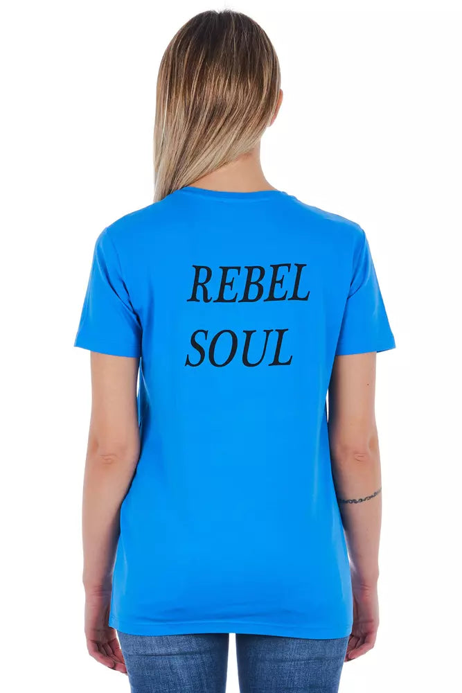 Frankie Morello Blue T-Shirt for Women side view