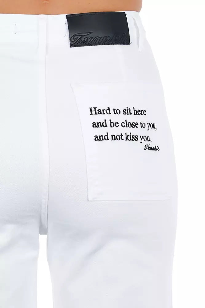 Frankie Morello White Cropped Pants for Women detail view