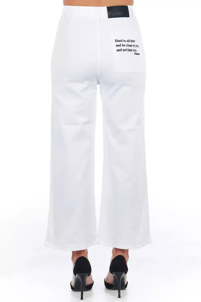 Frankie Morello White Cropped Pants for Women side view