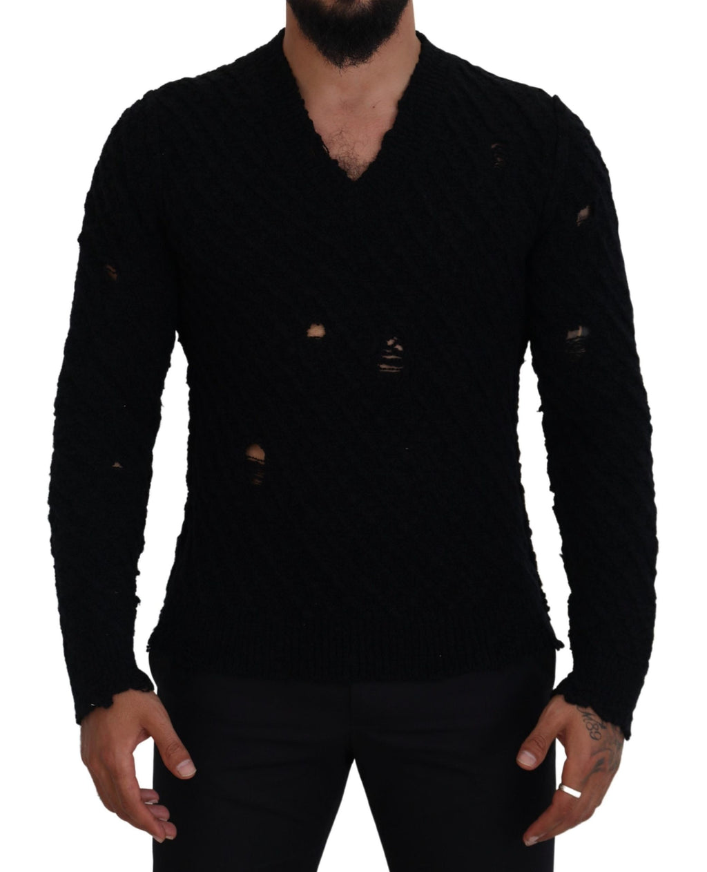 Pull en maille Dolce & Gabbana en laine noire à col en V