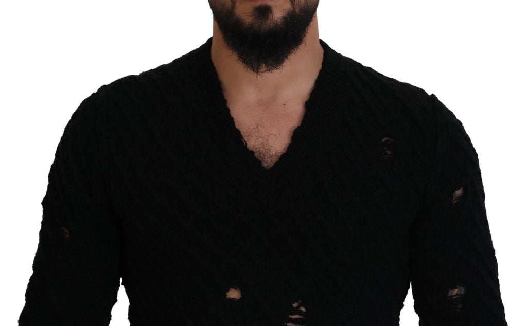 Pull en maille Dolce & Gabbana en laine noire à col en V