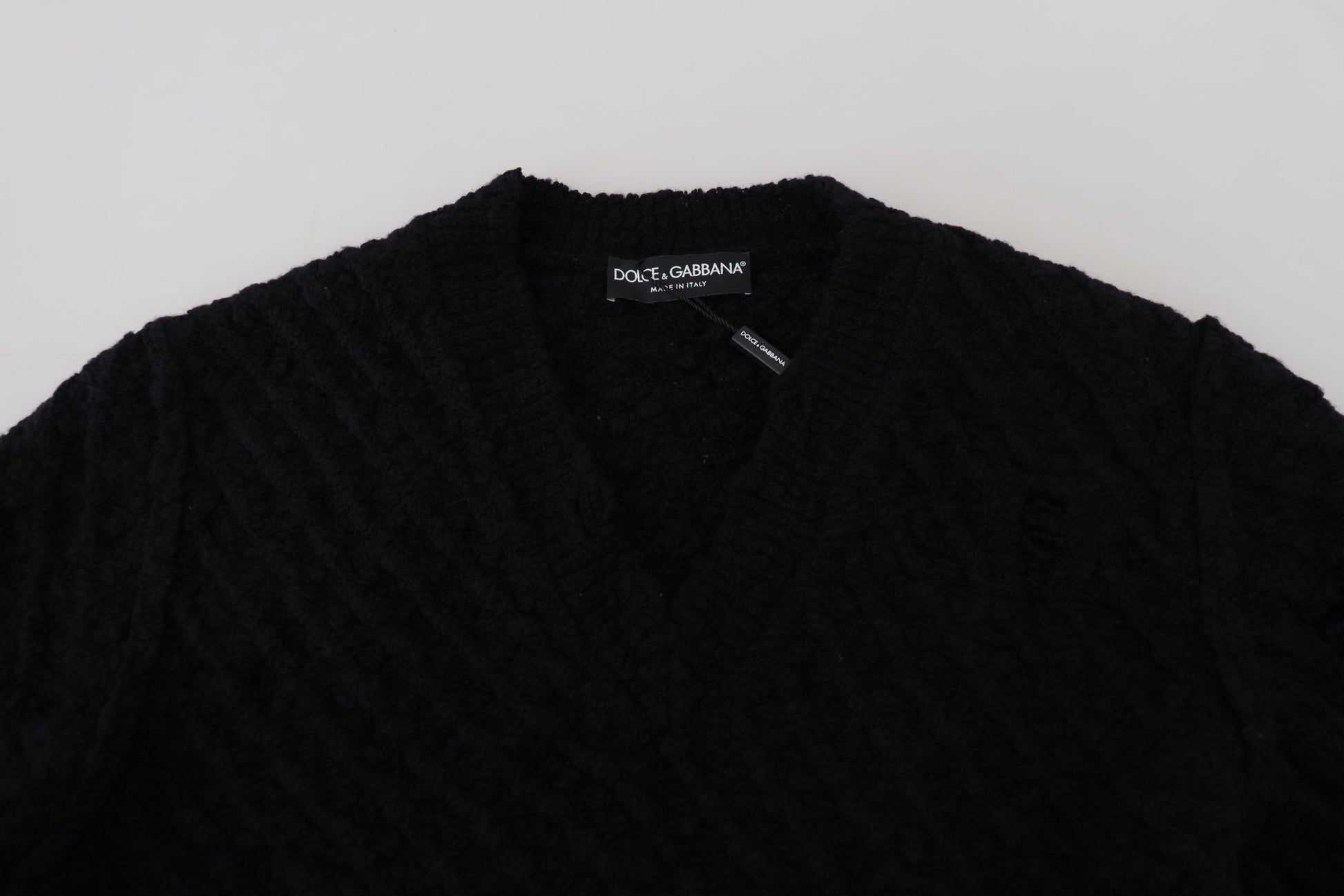 Pull en maille Dolce & Gabbana en laine noire à col en V