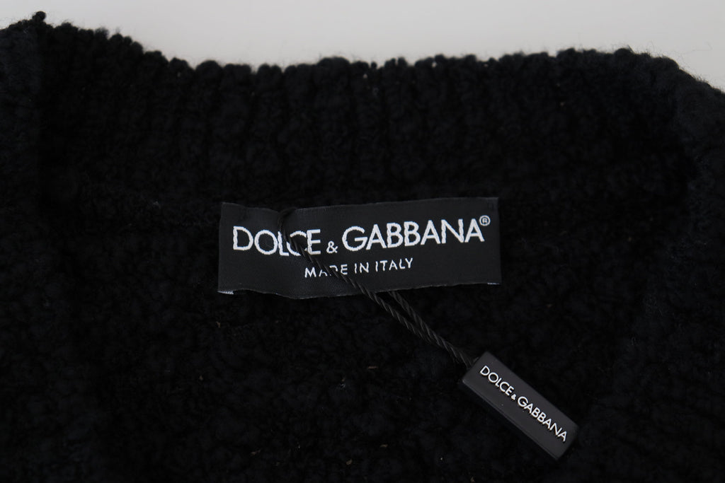 Pull en maille Dolce & Gabbana en laine noire à col en V