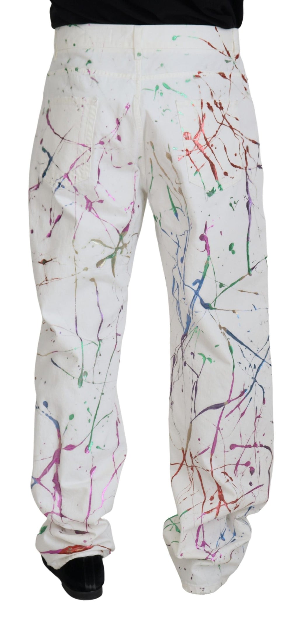 Pantalon en jean Dolce & Gabbana en coton blanc imprimé éclaboussures de peinture