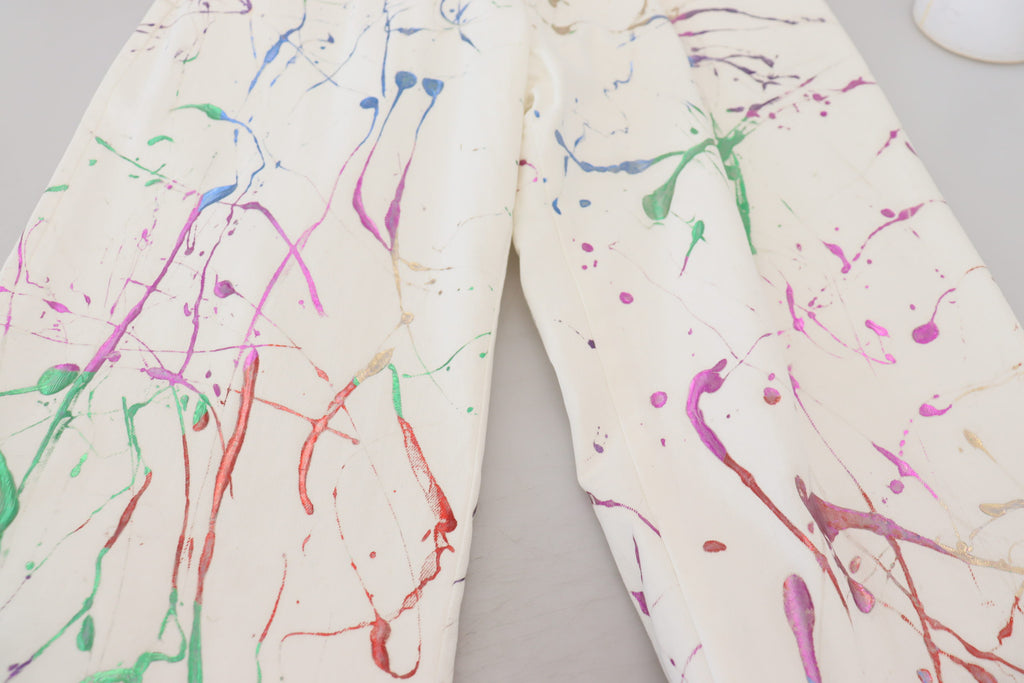 Pantalon en jean Dolce & Gabbana en coton blanc imprimé éclaboussures de peinture