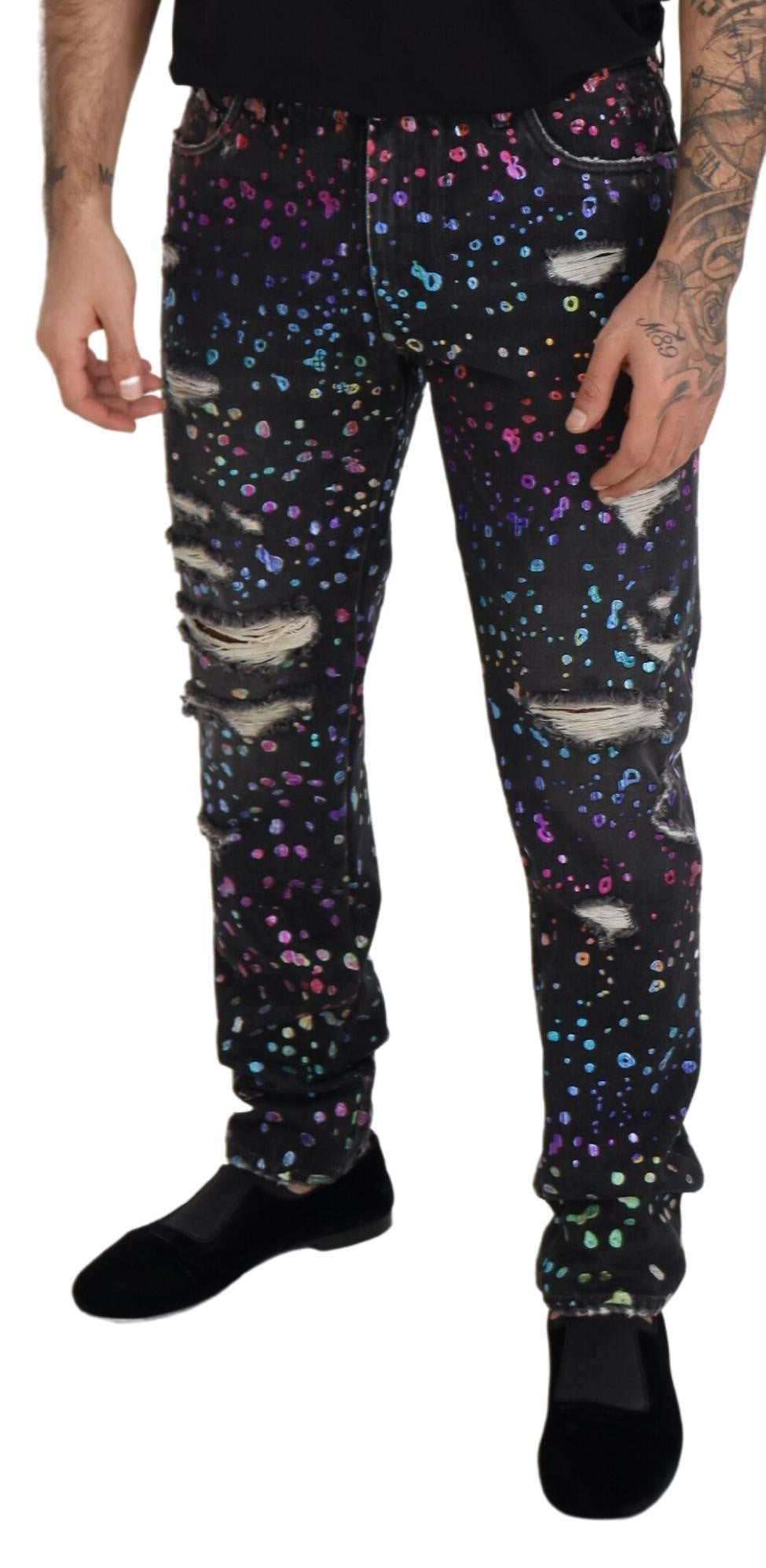 Dolce & Gabbana Black Tapered Jeans for Men side view