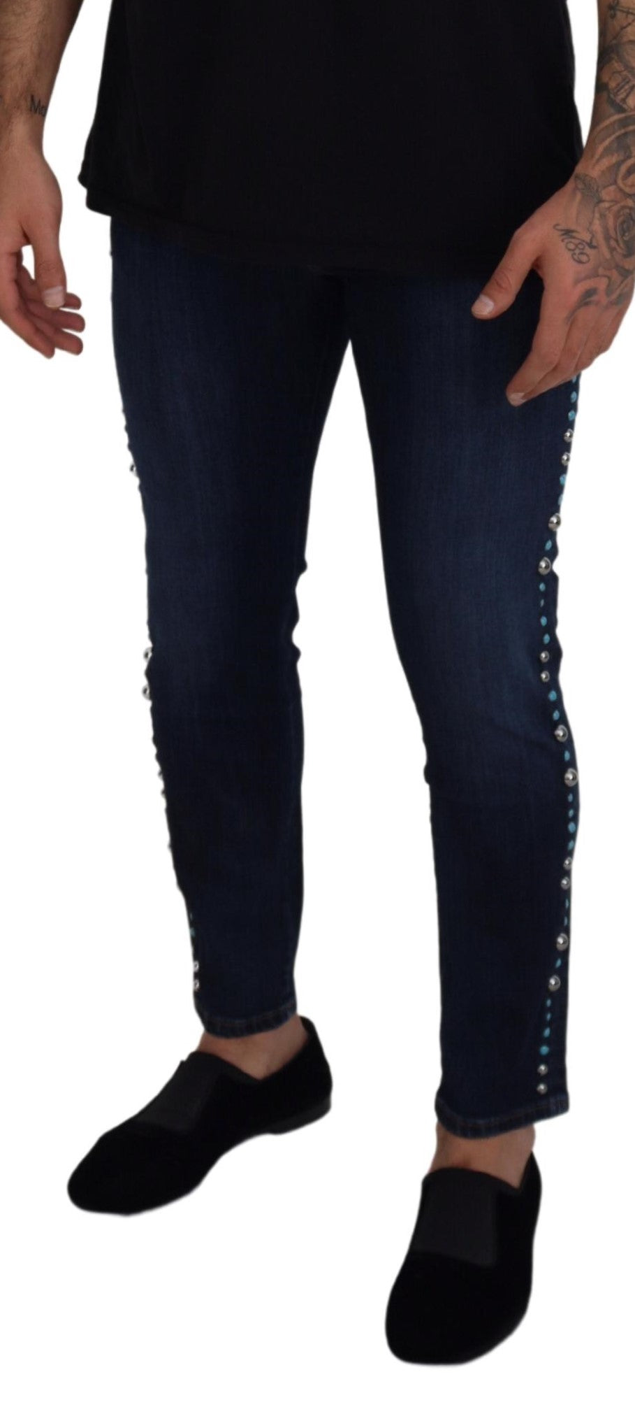 Dolce & Gabbana Blue Skinny Jeans for Men side view