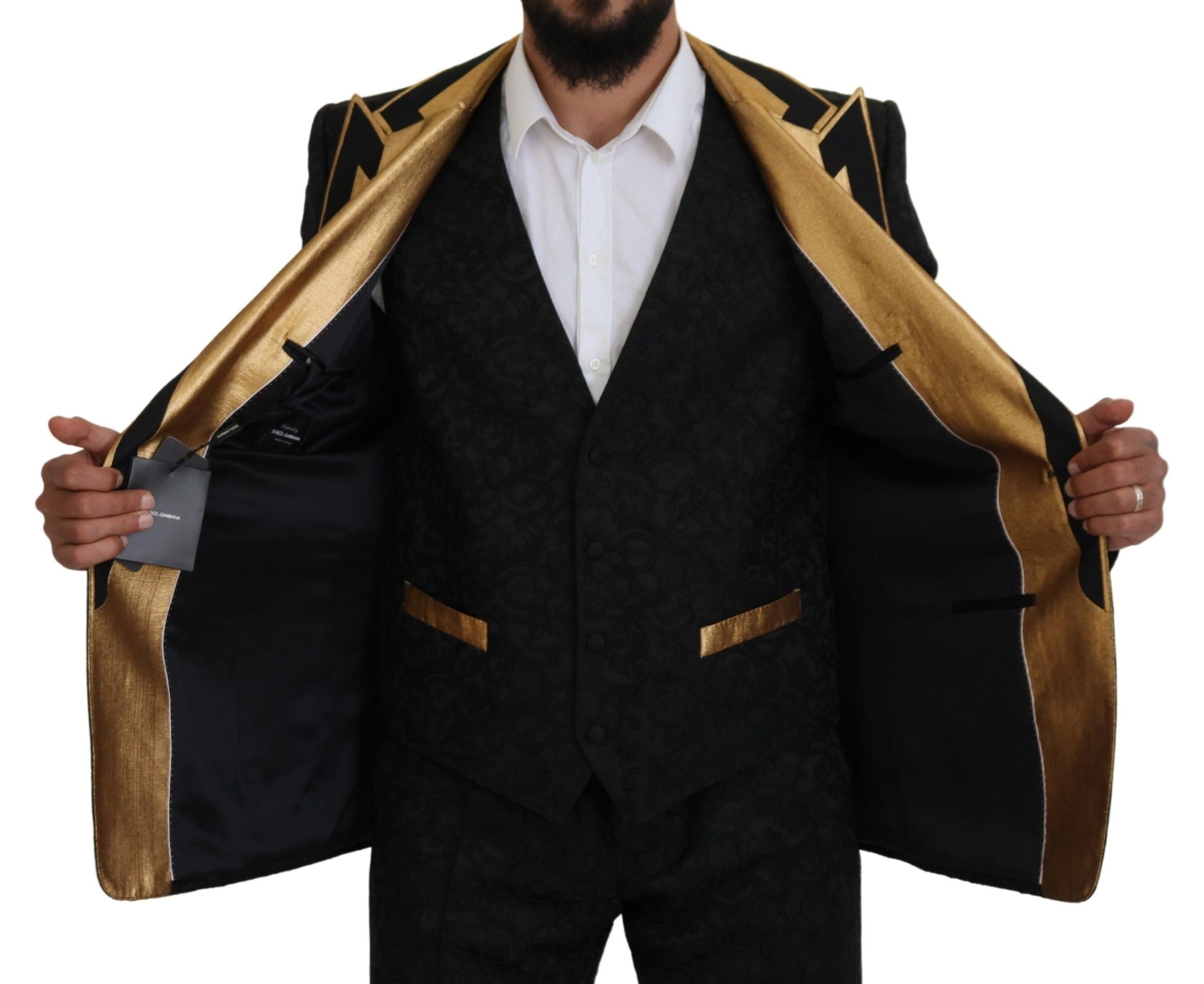 Dolce & Gabbana Black Three Piece Suits for Men side view