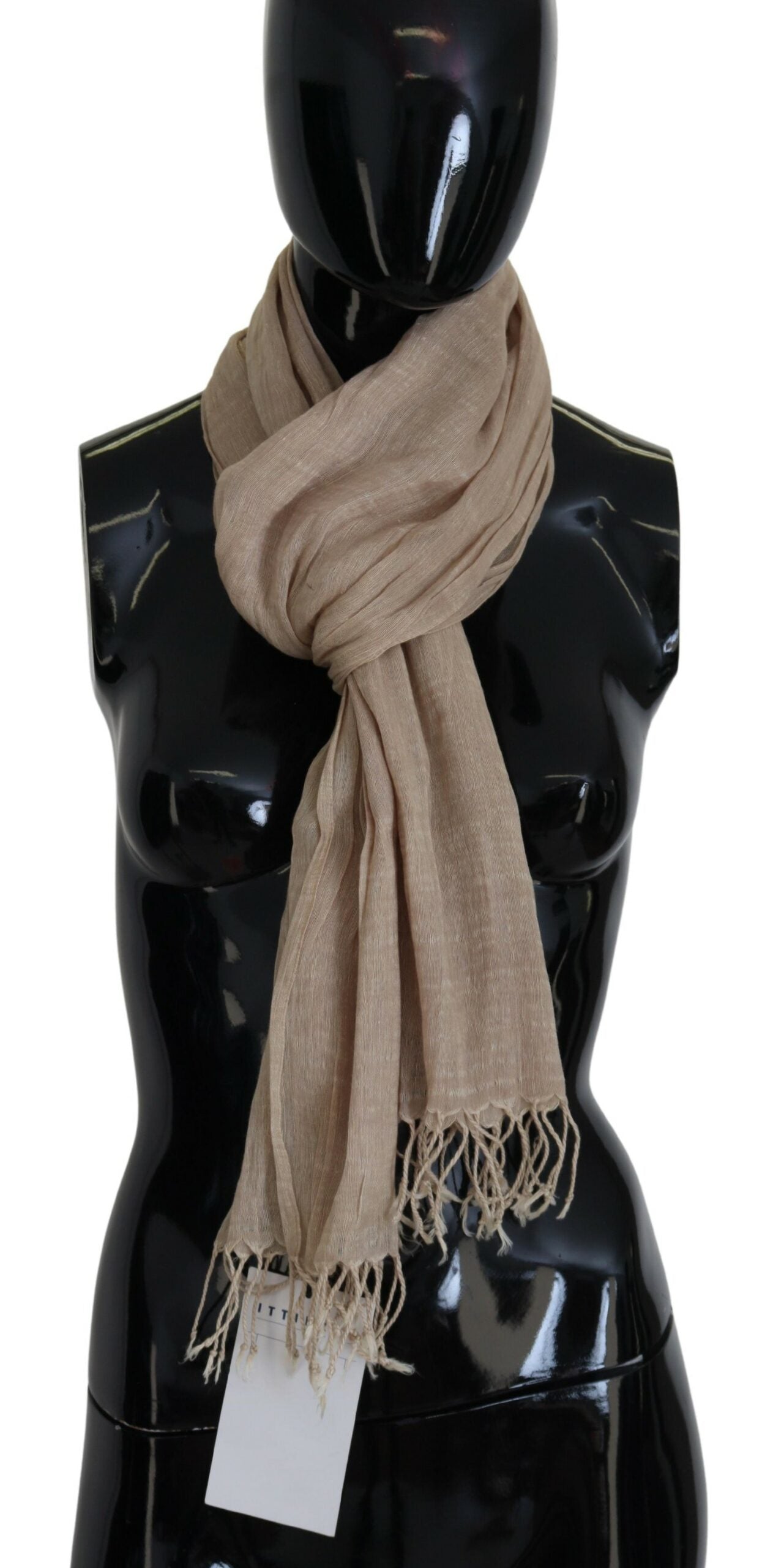 Écharpe en Coton Beige à Franges Foulard Costume National