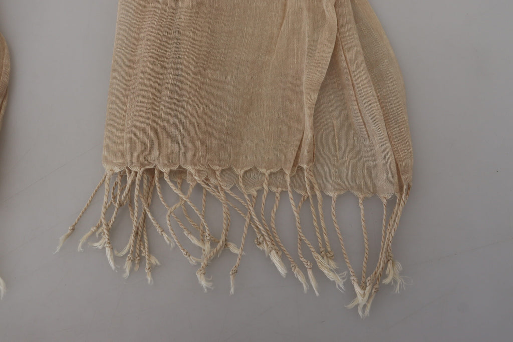 Écharpe en Coton Beige à Franges Foulard Costume National